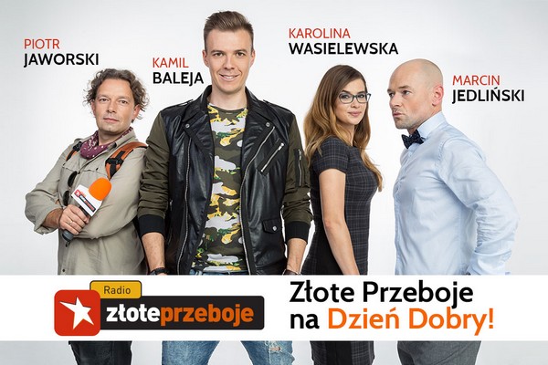 Piotr Jaworski, Kamil Baleja, Karolina Wasielewska i Marcin Jedliński występują w programie „Złote Przeboje na dzień dobry”, foto: Agora
