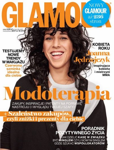 Joanna Jędrzejczyk na okładce miesięcznika „Glamour” - numer 10/2017, foto: Burda International Polska