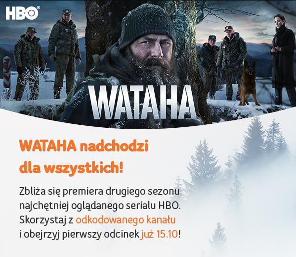 Grafika promująca emisję serialu Wataha na HBO w ramach otwartego okna w UPC