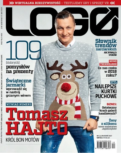 Tomasz Hajto na okładce miesięcznika „Logo” - numer 12/2017, foto: Agora