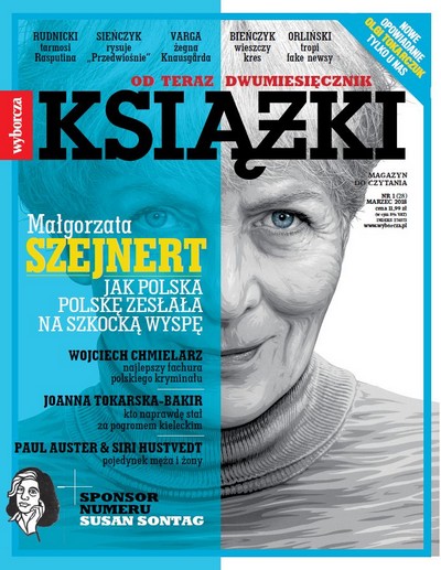 Małgorzata Szejnert i Susan Sontag na okładce czasopisma „Książki. Magazyn do czytania” - numer 1/2018, foto: Agora