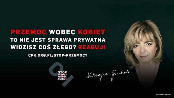 Katarzyna Grochola w kampanii akcji „Stop przemocy wobec kobiet”, foto: Anna Górajka