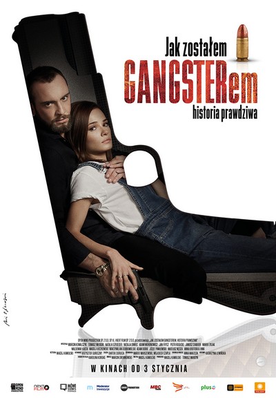Marcin Kowalczyk i Natalia Szroeder na plakacie promującym kinową emisję filmu „Jak zostałem gangsterem. Historia prawdziwa”, foto: Agora