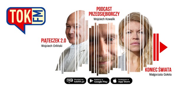 Wojciech Orliński, Wojciech Kowalik i Małgorzata Gołota z podcastami w Radiu Tok FM, foto: Agora