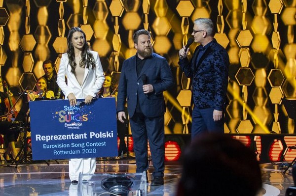 Alicja Szemplińska, Mateusz Matyszkowicz i Artur Orzech w programie „Szansa na sukces. Eurowizja 2020”, foto: TVP