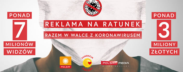 Reklama na Ratunek Razem w walce z koronawirusem Polsat