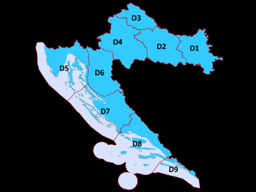 Chorwacja - podziału kraju na strefy wyłączeń DVB-T