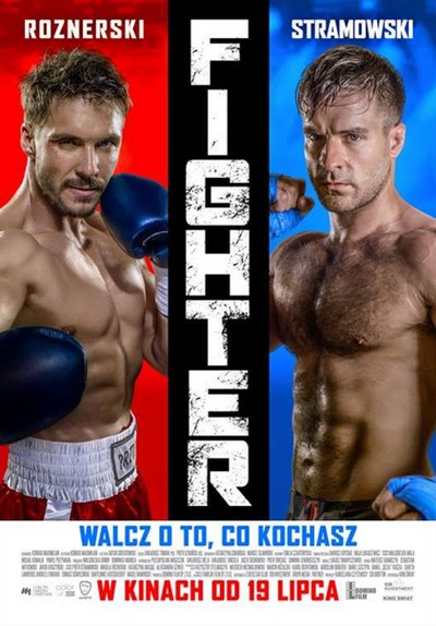Mikołaj Roznerski i Piotr Stramowski na plakacie promującym kinową emisję filmu „Fighter”, foto: Kino Świat