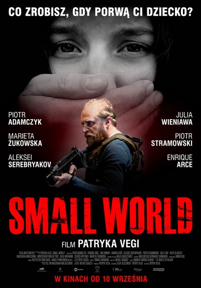 Julia Wieniawa-Narkiewicz i Piotr Adamczyk na plakacie promującym kinową emisję filmu „Small World”, foto: Kino Świat