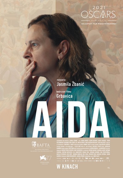 Jasna Duričić na plakacie promującym kinową emisję filmu „Aida”, foto: Gutek Film