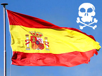 Flaga Hiszpania piractwo czaszka 360px