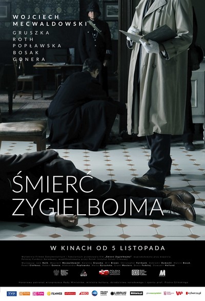 Wojciech Mecwaldowski na plakacie promującym kinową emisję filmu „Śmierć Zygielbojma”, foto: Monolith Films