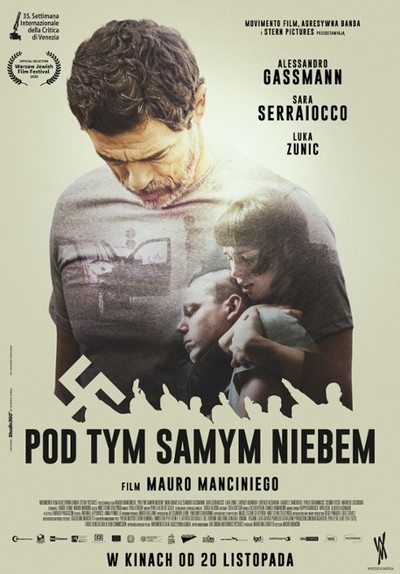 Alessandro Gassmann, Luka Zunic i Sara Serraiocco na plakacie promującym kinową emisję filmu „Pod tym samym niebem”, foto: Wistech Media