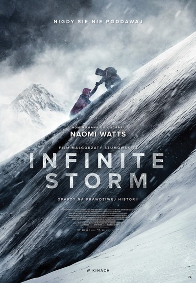 Naomi Watts i Billy Howle na plakacie promującym kinową emisję filmu „Infinite Storm”, foto: Gutek Film