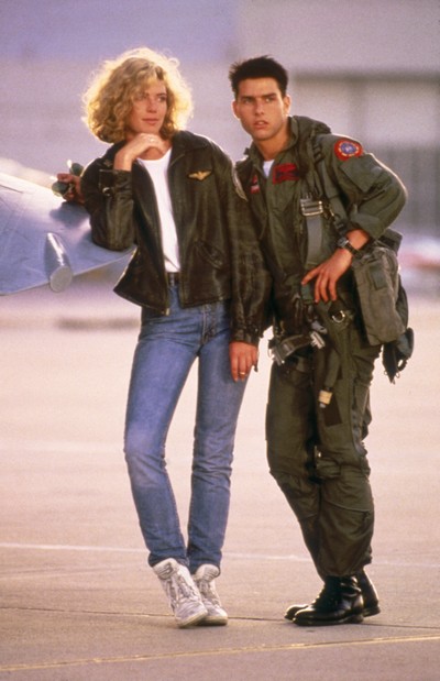 Kelly McGillis i Tom Cruise oraz myśliwiec Grumman F-14 Tomcat w filmie „Top Gun”, foto: Paramount Pictures