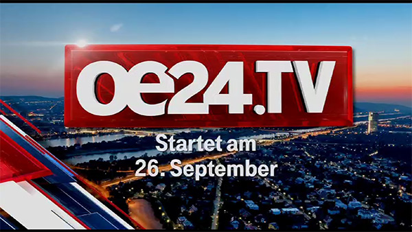 Plansza zapowiadająca start kanału oe24.tv