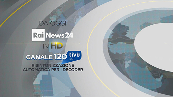Rai News 24 informuje na antenie o uruchomieniu wersji HD i zachęca do przeprogramowania dekoderów tivùsat